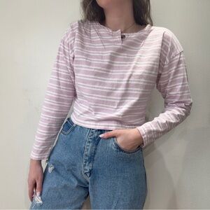 Vintage Pink Striped Crop Top